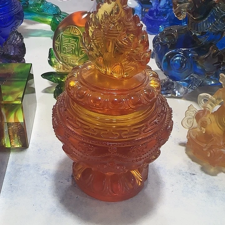 琉璃手工艺品摩尼宝瓶 金色