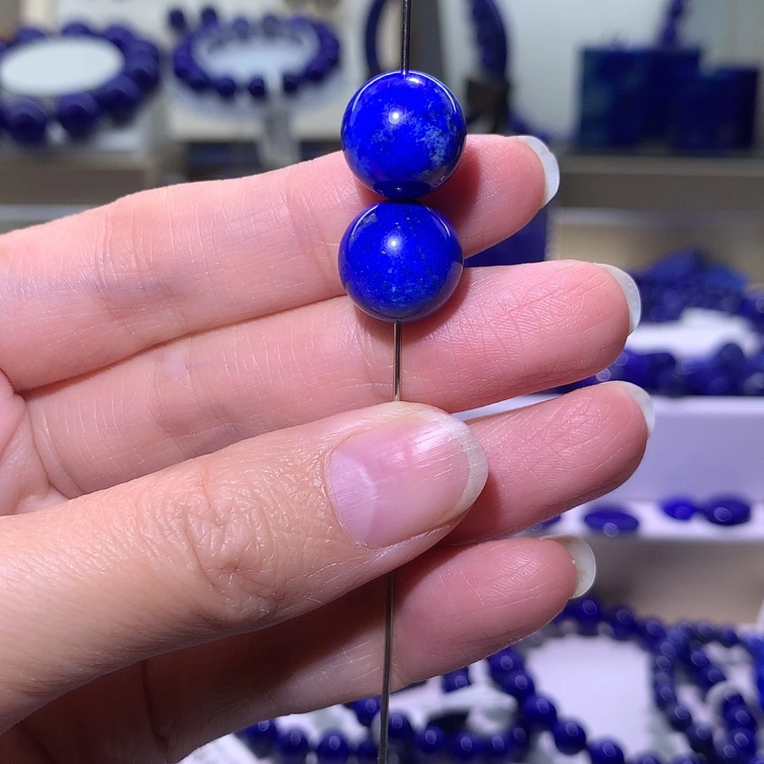 青金石未镶嵌天然原矿单珠12.6m