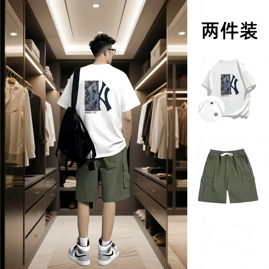 印花免烫青年圆领短袖夏季T恤百搭运动情侣上衣时尚男士韩版休闲