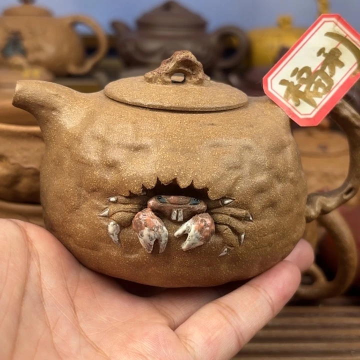 茶壶紫砂螃蟹供春老段泥原矿220c