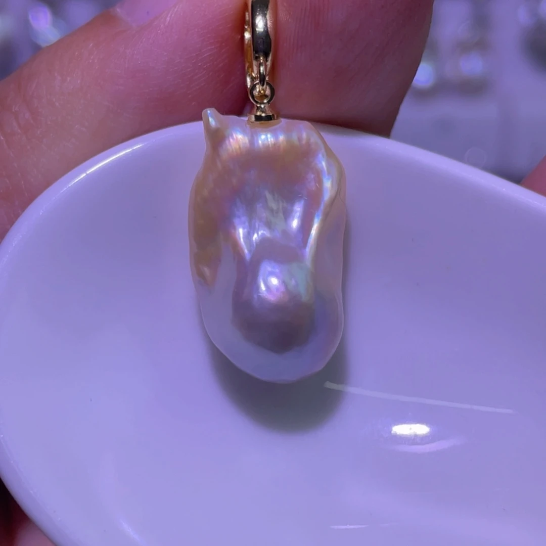 天然淡水珍珠吊坠淡水珍珠银S925镶嵌