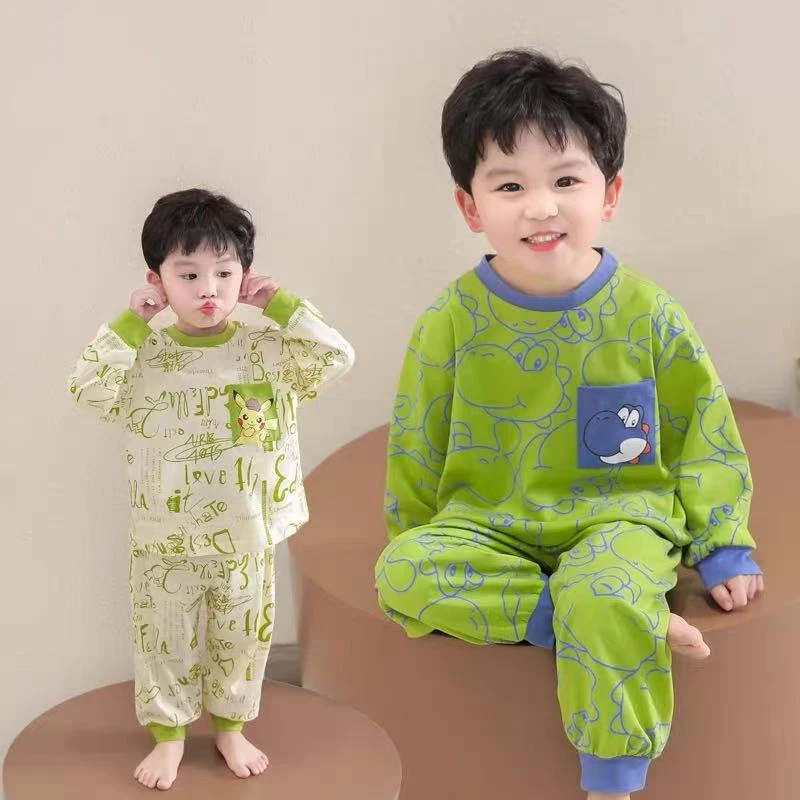 男童睡衣纯棉春秋2025新款女宝长袖薄款套装儿童宝宝卡通家居服