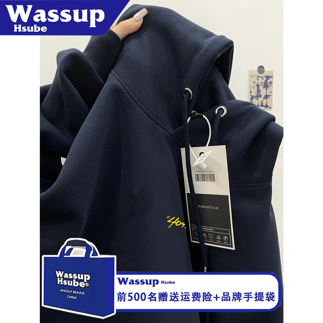 WASSUP HSUBE宽松潮流休闲简约字母印花长袖艺术卫衣秋冬情侣上衣