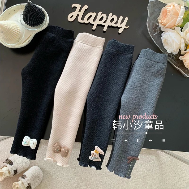 童装女童加绒加厚打底裤2023新款冬装女宝宝小童洋气百搭长裤潮