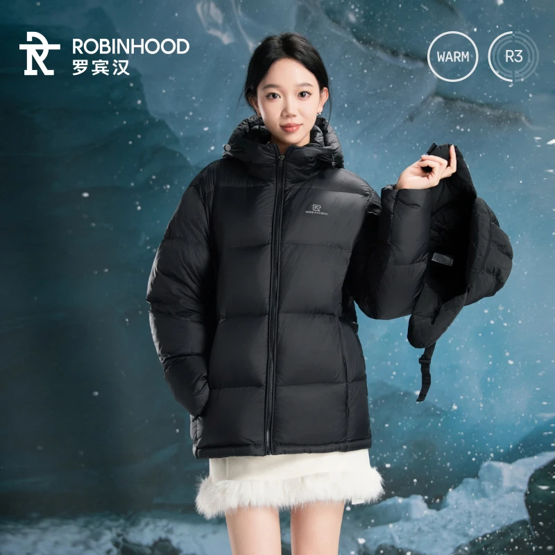 罗宾汉情侣户外休闲连帽面包款羽绒服-R048Y51557