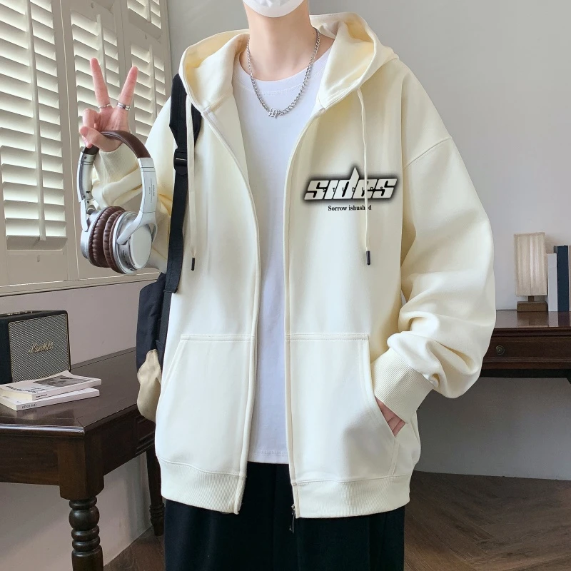 春秋季新款青少年美式简约男生外套开衫宽松休闲潮流字母印花夹克