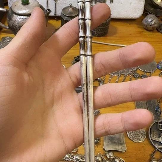 钱***币足银木质足银筷子