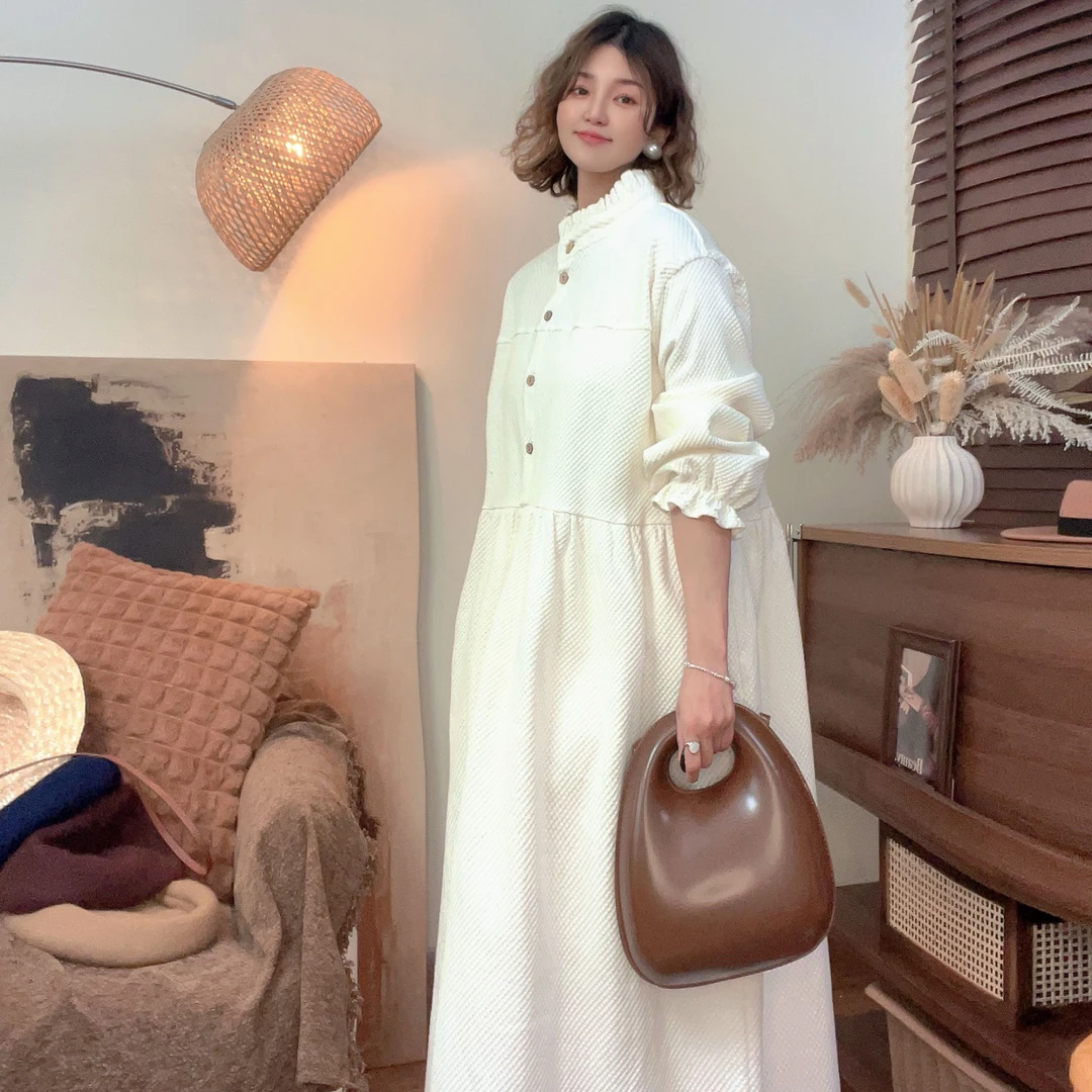 【喜柚自制】回忆西海岸 法式甜美温柔泡泡袖春季减龄显瘦连衣裙