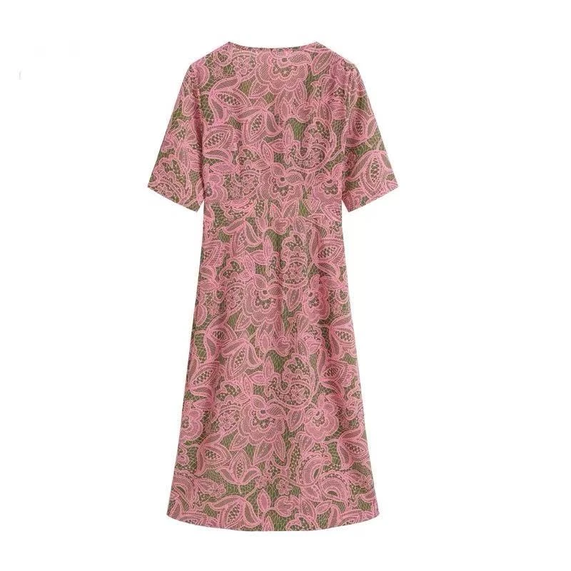 Miss Huo 印花连衣裙 粉色A 2024-75