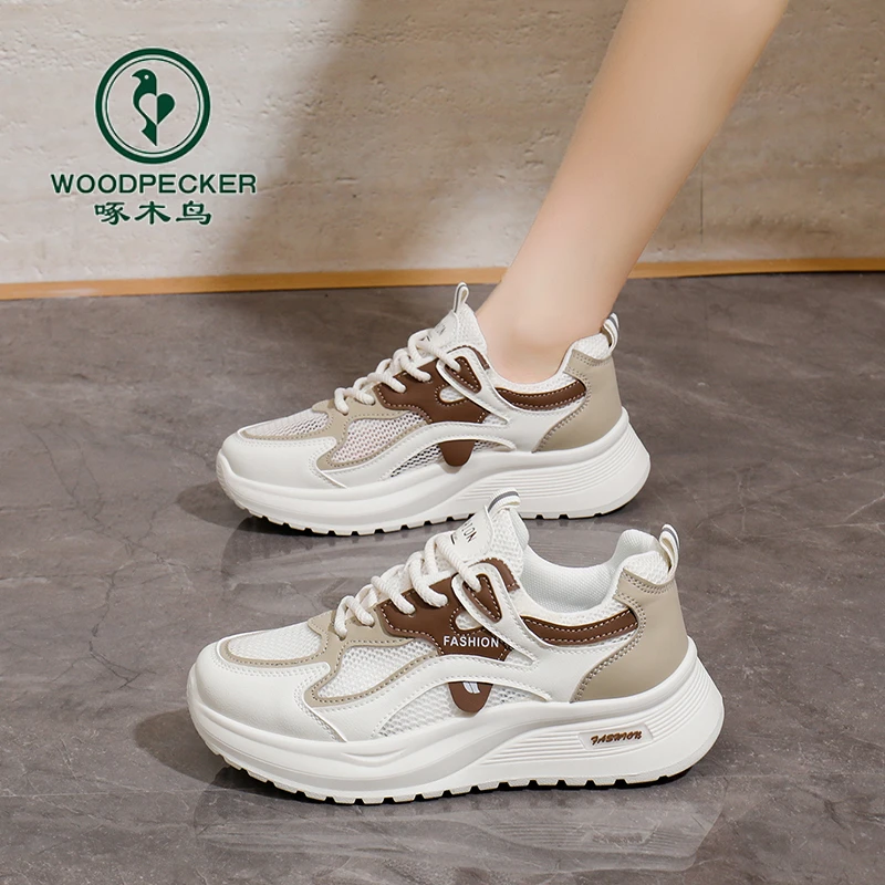 【啄木鸟正品】网面运动鞋女2025夏季新款百搭鞋子女韩版运动休闲鞋