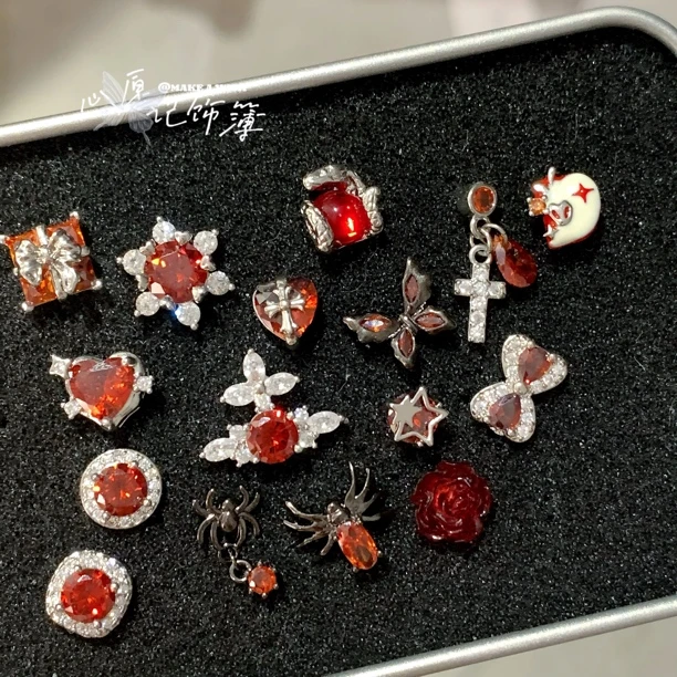 钛钢锆石耳饰 MAW 红色系合集/钛钢百搭设计感耳钉耳骨钉