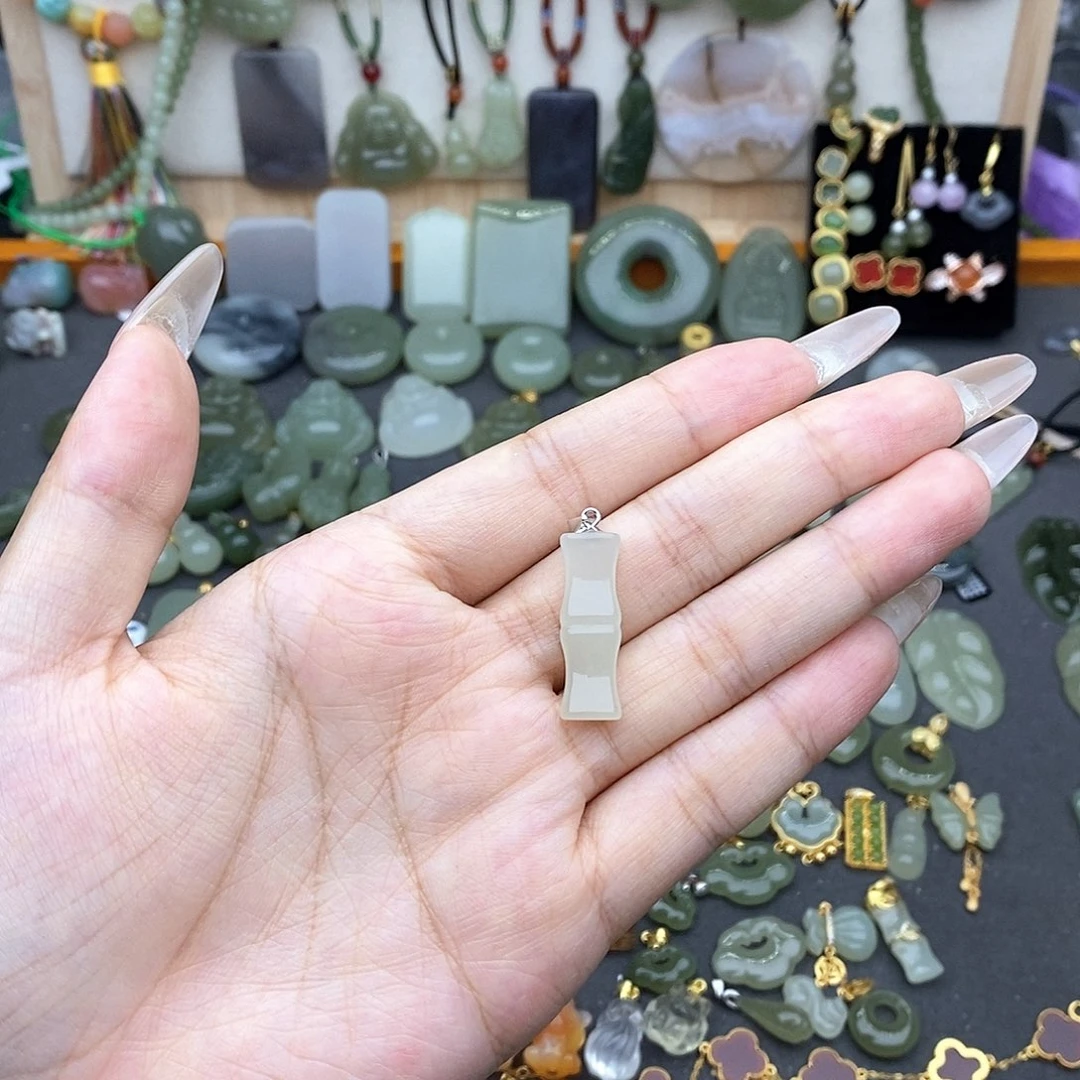 和田玉银S925镶嵌吊坠(不含链)