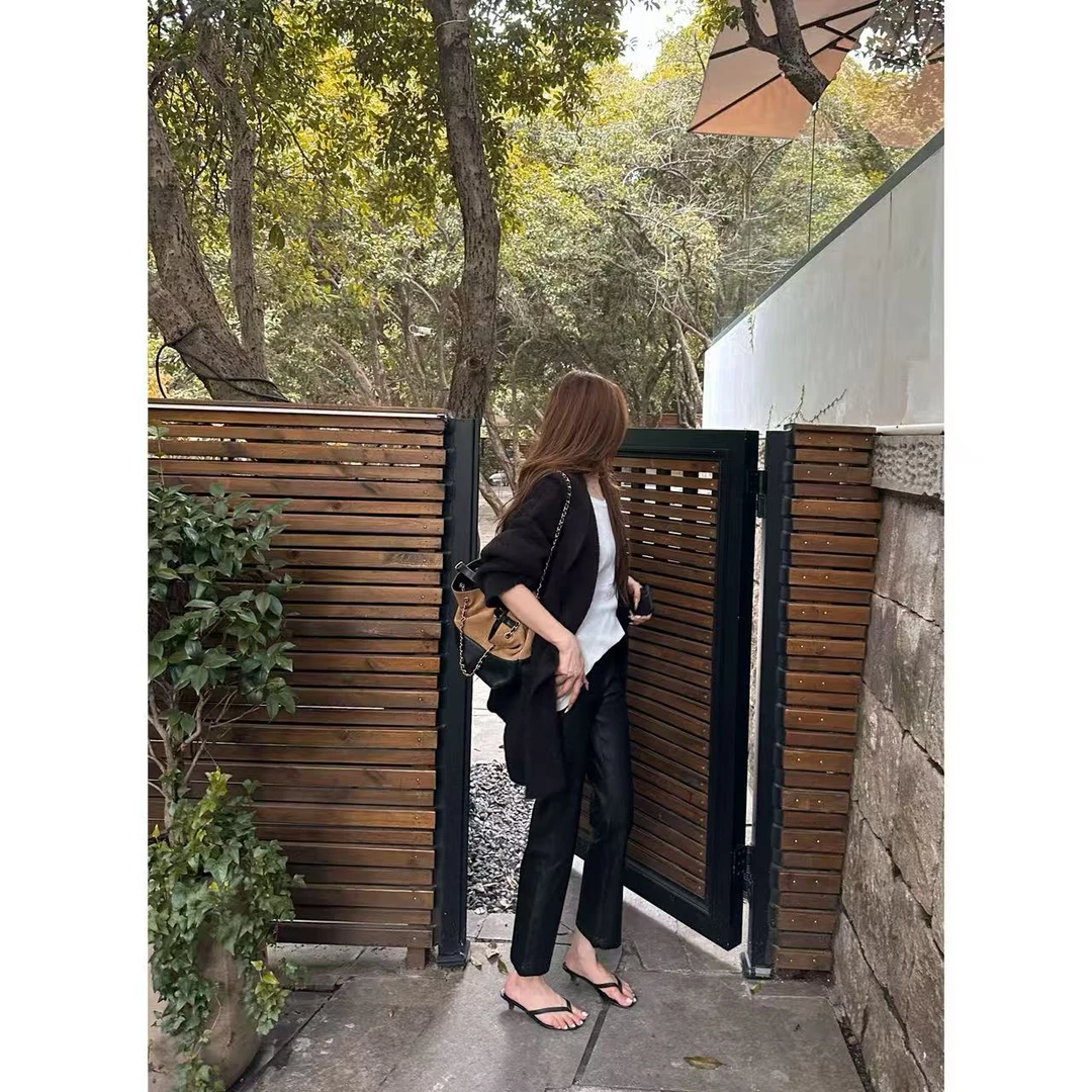 【YANG】定制款慵懒风针织开衫带帽上衣外套YY-348