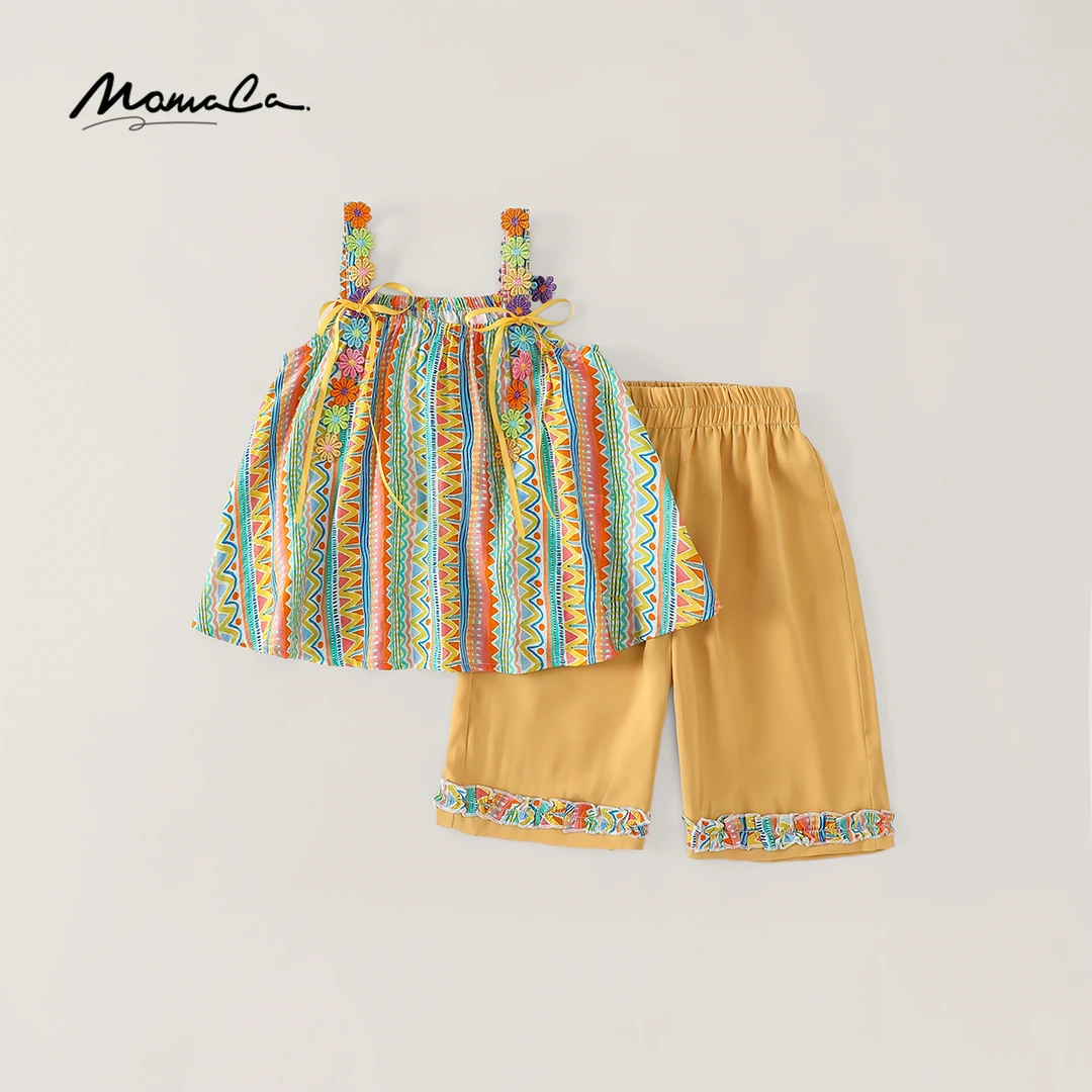 MOMOCO夏季海岛度假风清凉休闲老钱风七分裤两件套装77630578227