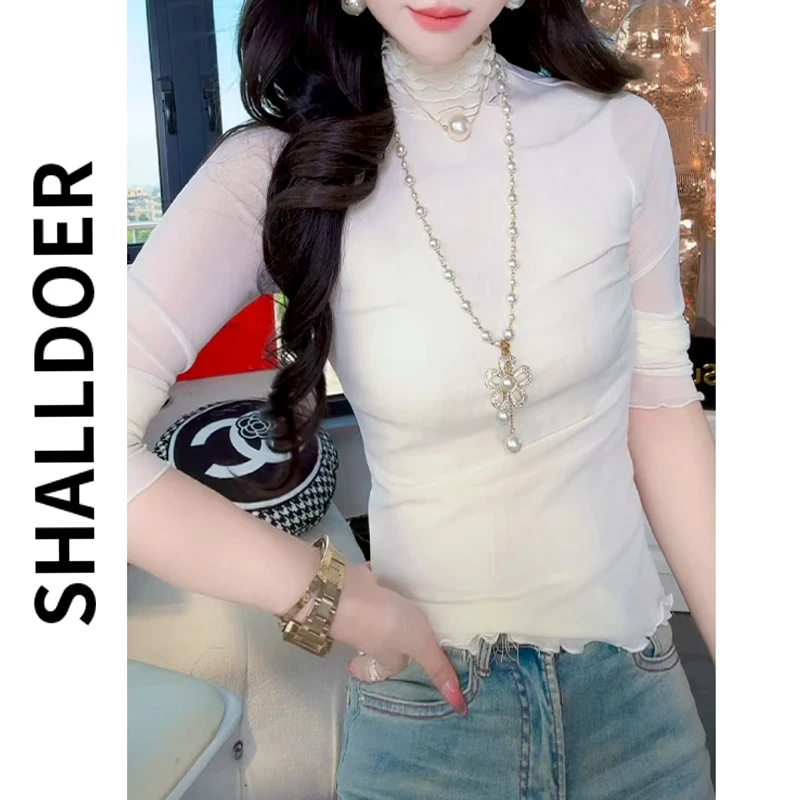 2025新款极简质感长袖时尚百搭镂空修身设计师打底衫小个子女生