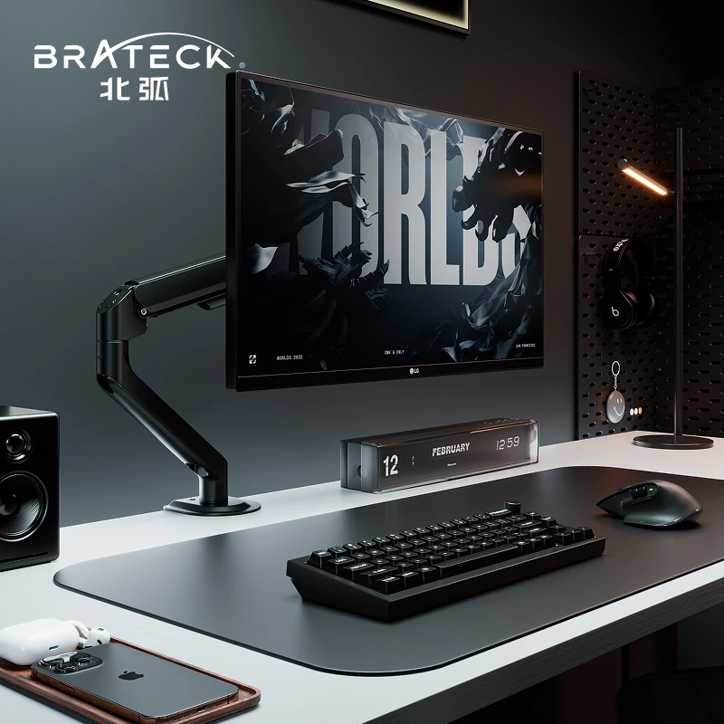 Brateck/北弧E350ez引力架快装显示器架气动弹簧电脑机械臂免打孔
