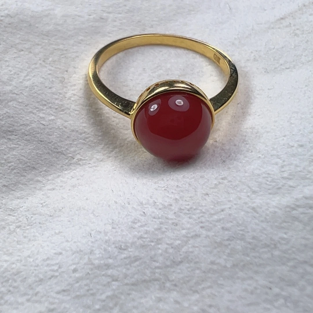 南红玛瑙戒指18K金镶嵌