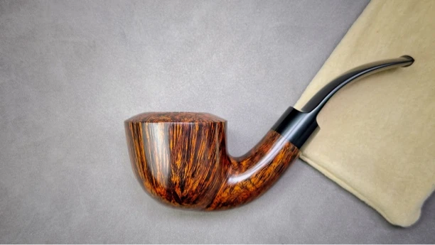 丹麦艾尔唐Tom eltang光面大弯叼斗弯斗蜗牛级手工石楠木烟斗