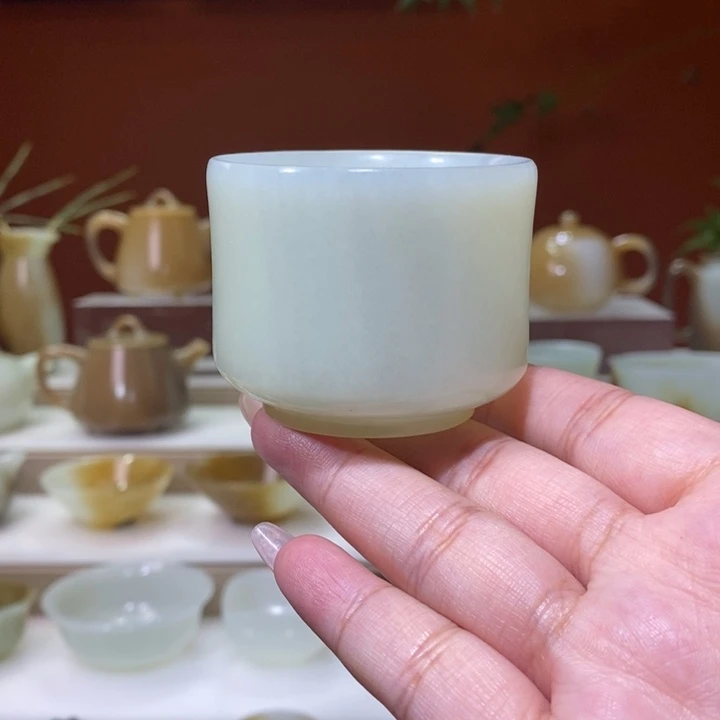 未镶嵌和田玉摆件青花淡墨意境主人杯福利