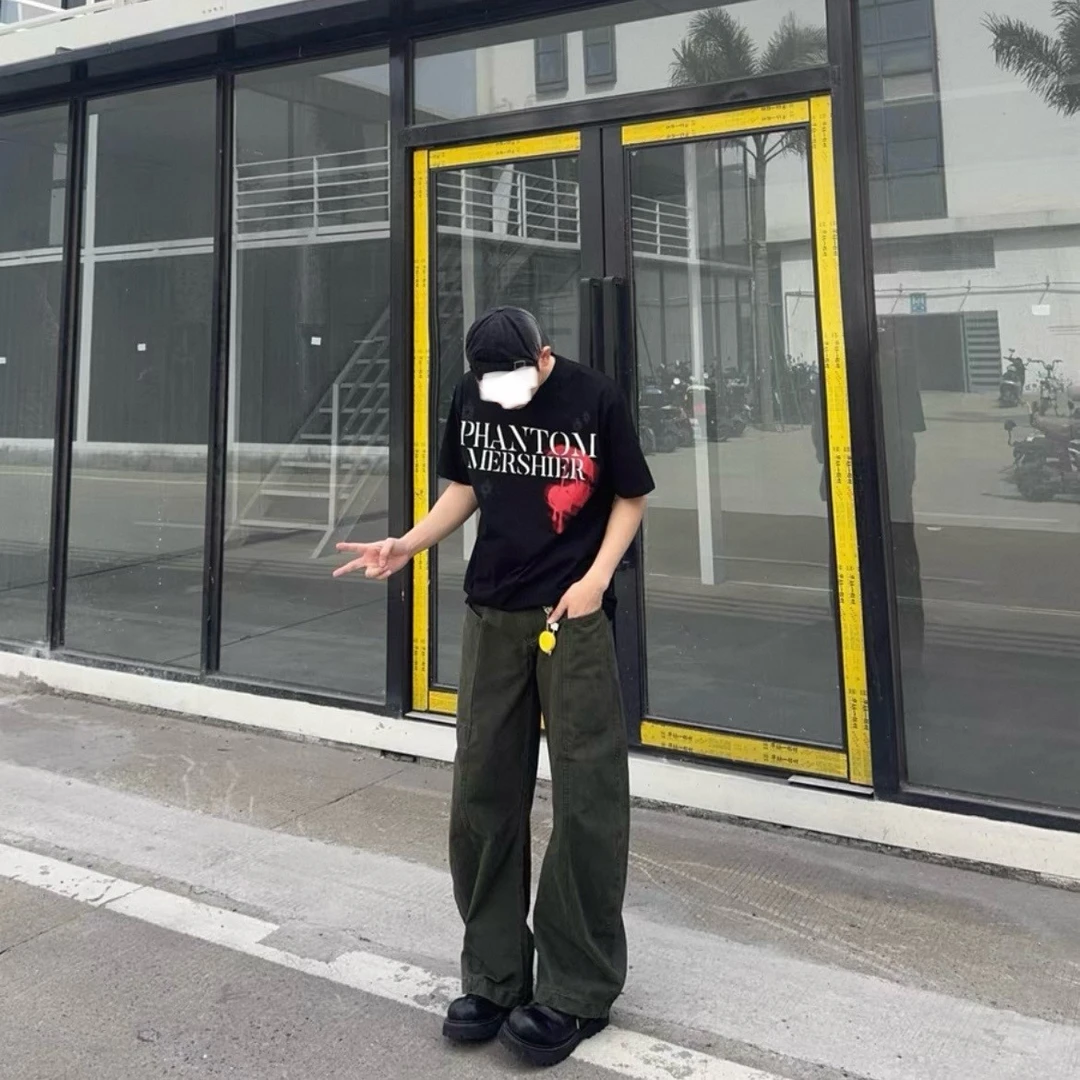 胖鹅张~樱桃涂鸦字母宽松短袖T恤#7229