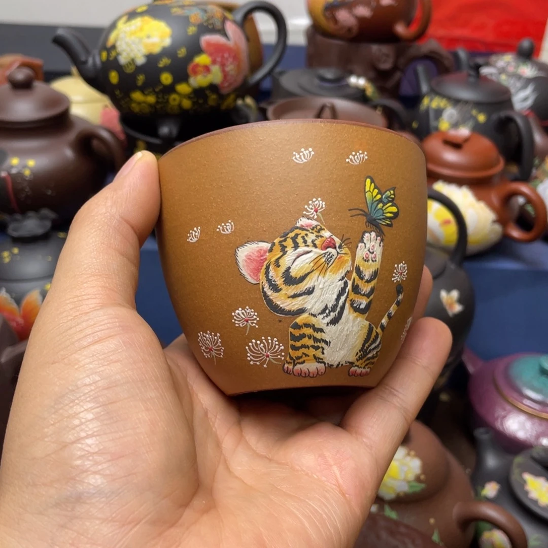 红泥茶杯紫砂主人杯160cc