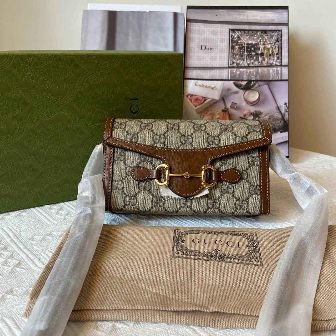 全新未使用 GUCCI/古驰 棕色横版1955手机包 全新