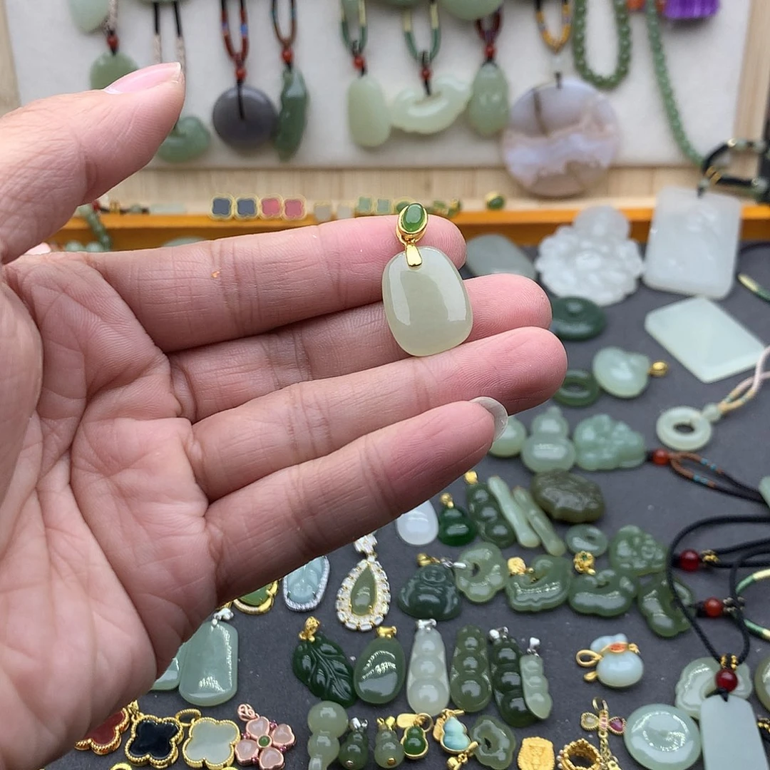 和田玉吊坠(不含链)银S925镶嵌