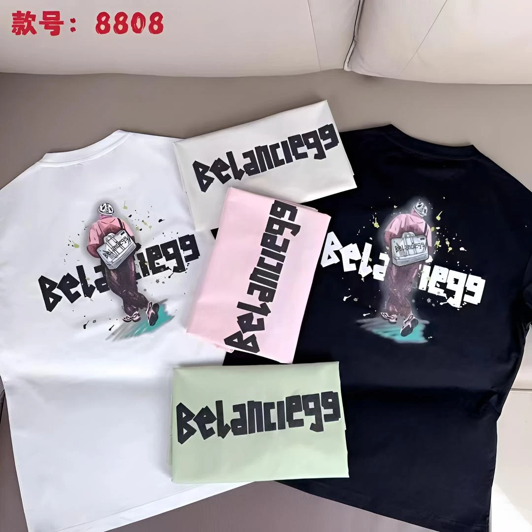 新款男士T恤圆领潮流宽松百搭男士夏季短袖t恤爆款2025印花北面款