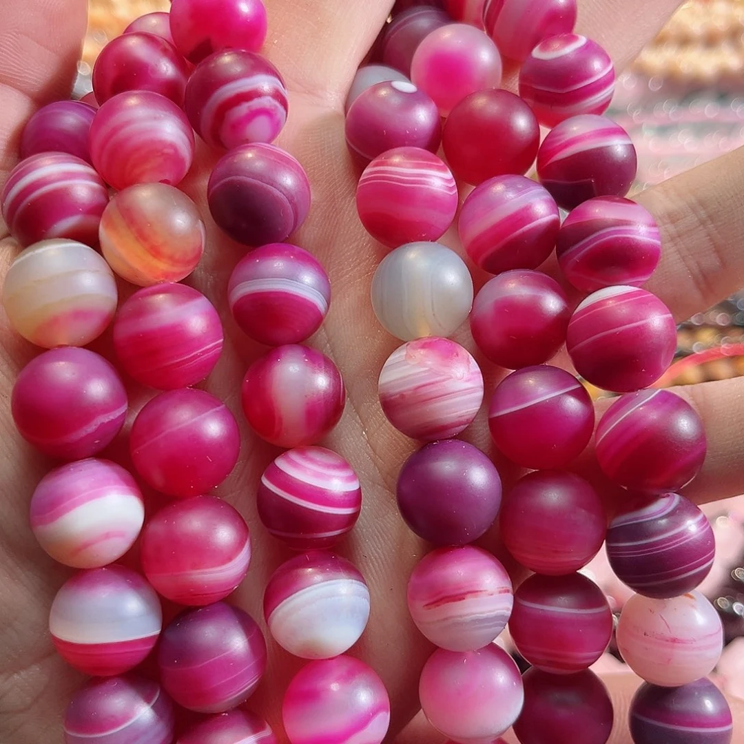 玛瑙/玉髓合金珠宝半成品磨砂乌梅紫酱玛瑙14mm