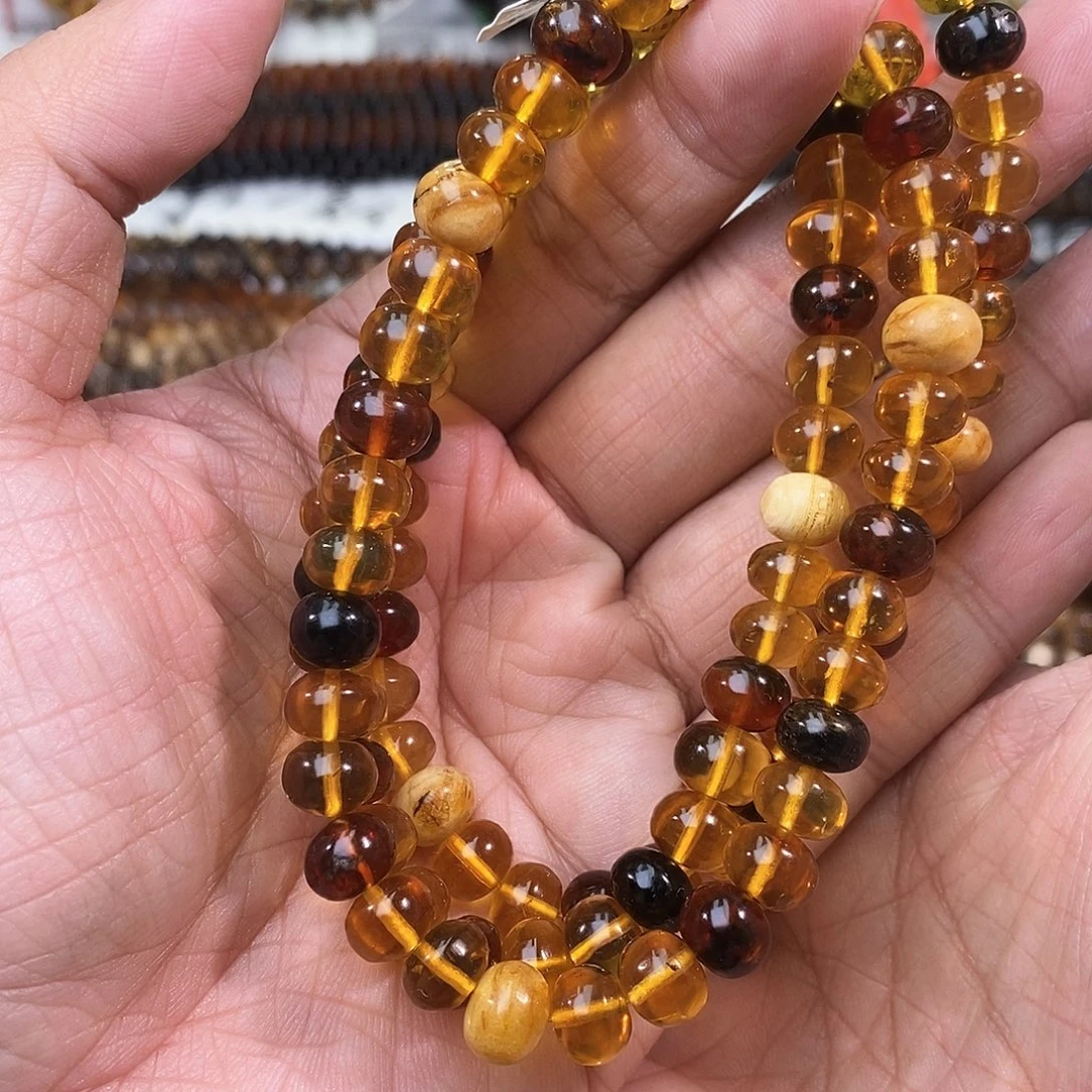 琥珀未镶嵌手链8多宝