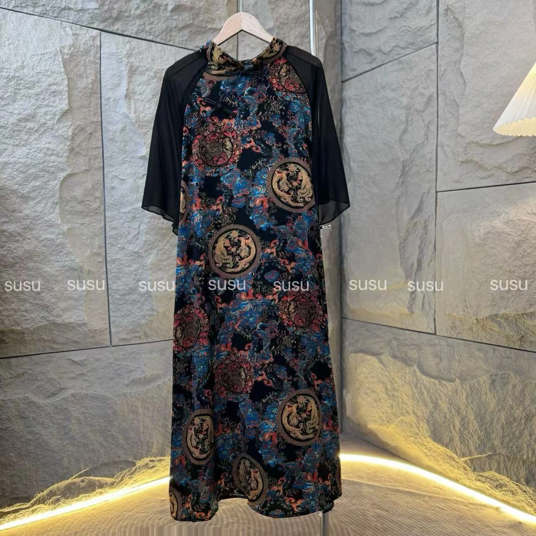 (QQ)254/气质款中式宽松连衣裙复古国风盘扣