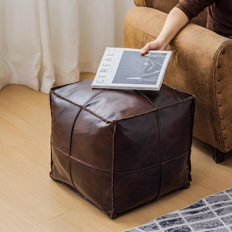 摩洛哥墩子客厅沙发凳坐垫手工脚踏换鞋矮凳家用旧衣物收纳袋软凳