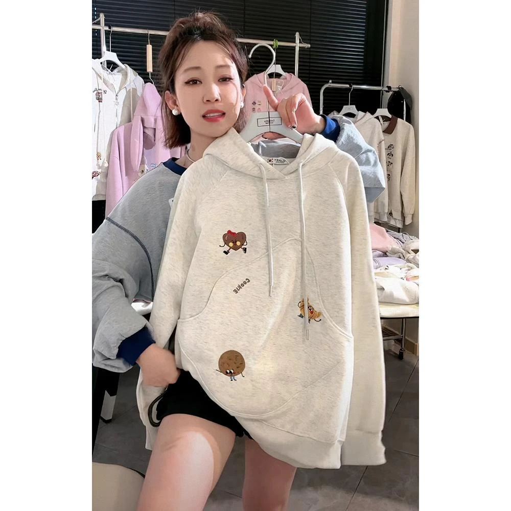 大码300斤超火ins设计感宽松套头休闲卫衣男女2025秋新款情侣上衣