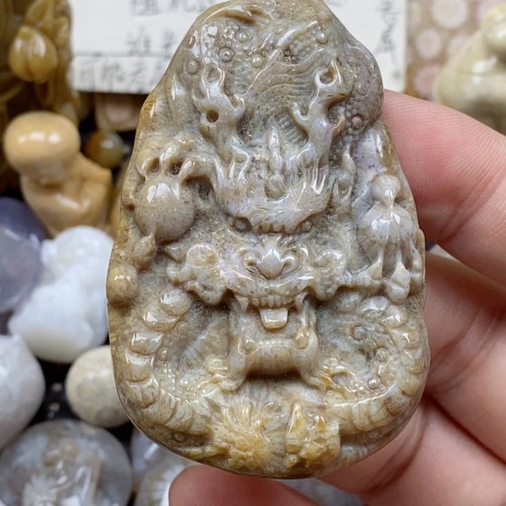 颈饰未镶嵌硅化珊瑚（珊瑚玉）