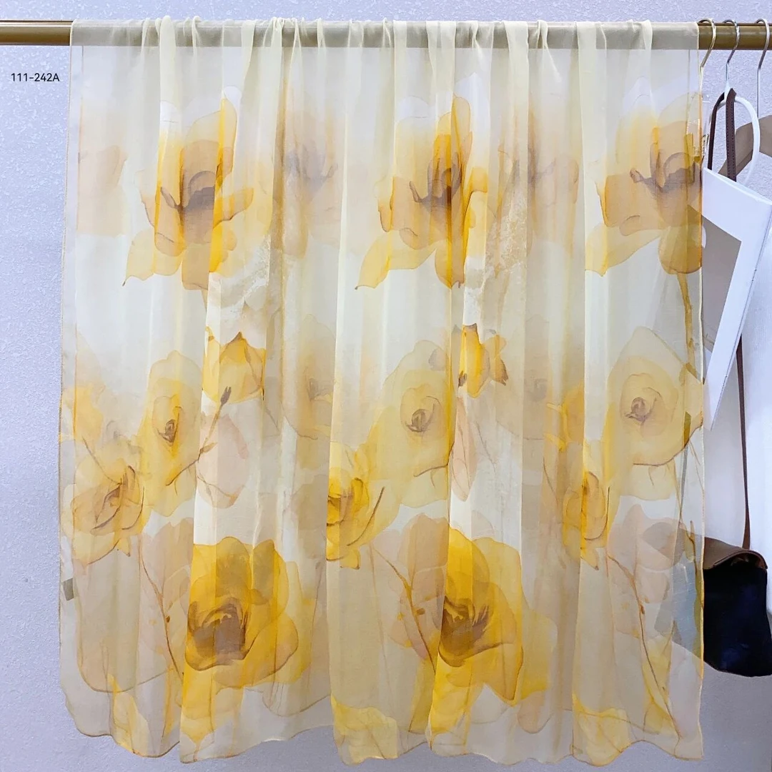 《爱情玫瑰》黄色 鳄鱼皱长丝巾