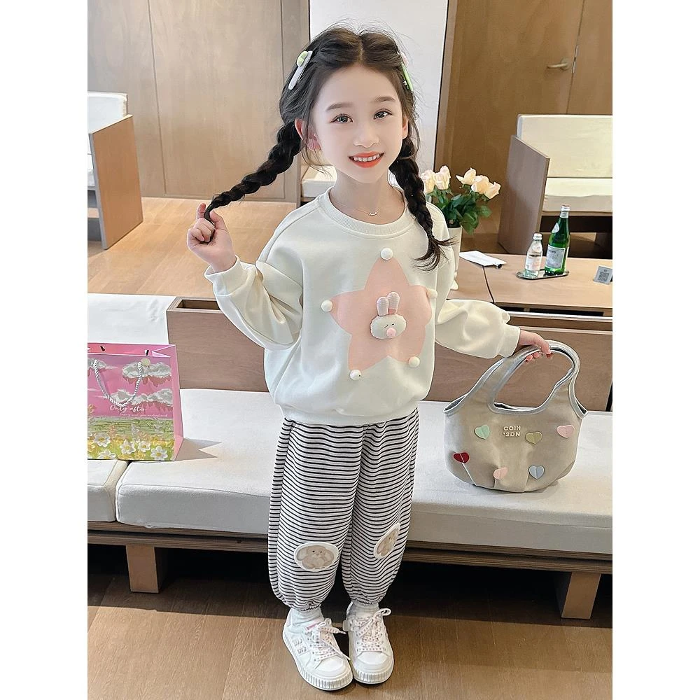 FAVMARTHA-女童秋装2025新款套装洋气儿童时髦卫衣女孩宝宝春秋季