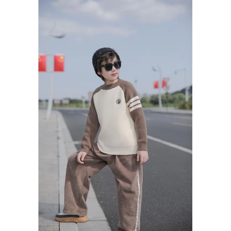 羊羔阳Sheep潮童秋冬时尚洋气一体绒针织套头毛衣