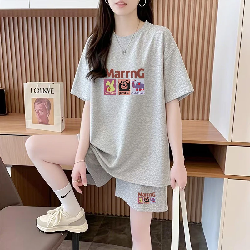 大码女装洋气短袖短裤两件套宽松夏季新款休闲显瘦遮肉运动套装女