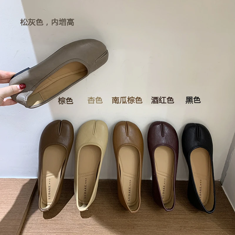 内增高猪蹄鞋韩版小众浅口银色单鞋分趾鞋秋冬新款一脚蹬法式女