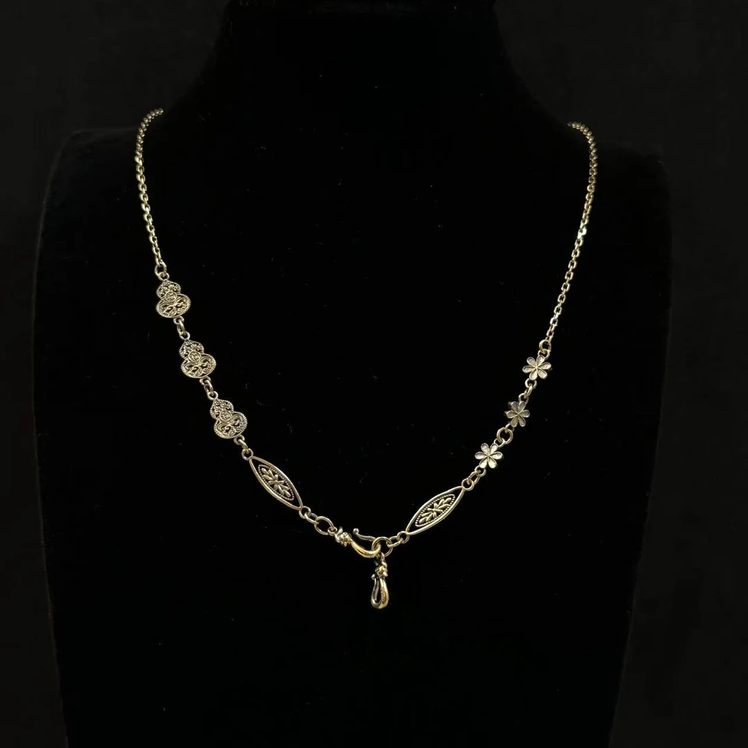 【足金999葫芦花朵项链】黑金项链#精品黑金工艺#百搭时尚