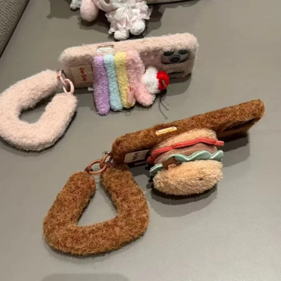 创意毛绒汉堡蛋糕适用iPhone17promax手机壳苹果16Pro少女15/14