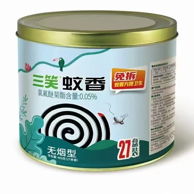 三笑免拆无烟蚊香室内驱蚊家用清香纸桶装27单盘方便卫生送接灰盘