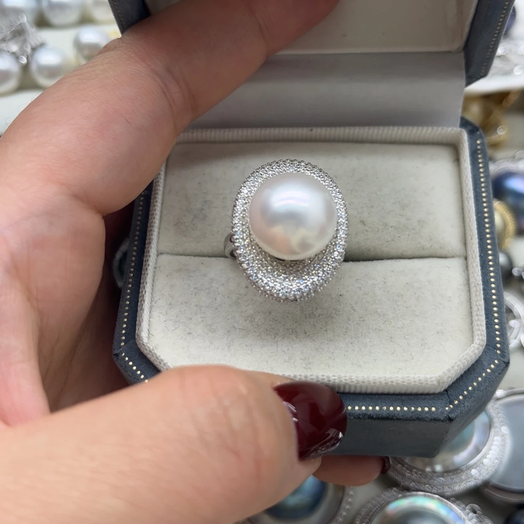 海水珍珠银S925镶嵌戒指