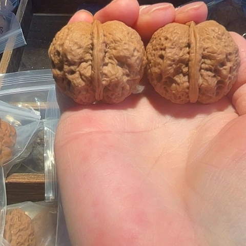 归***尘文玩核桃把件仙翁冠带彩40