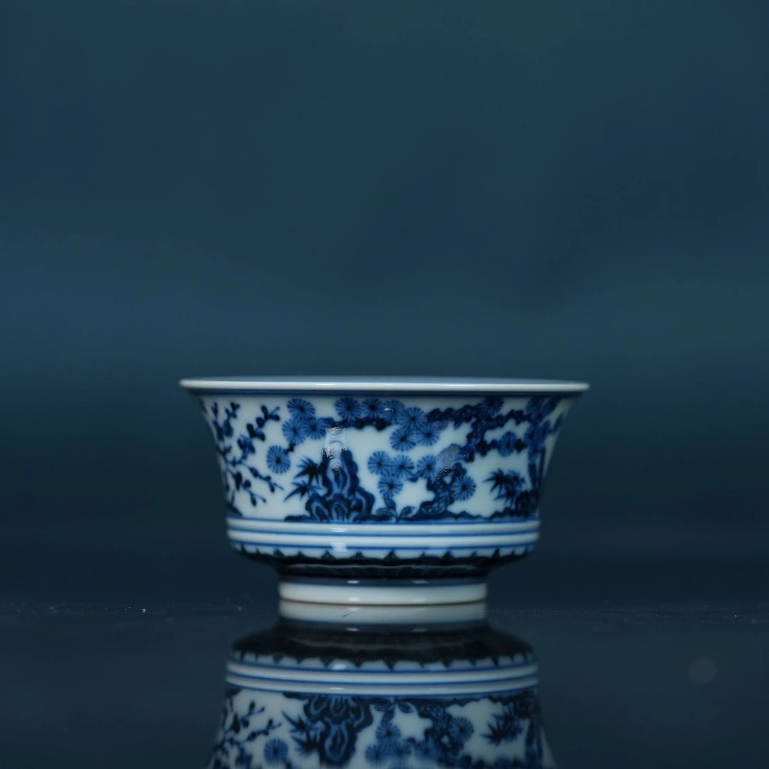 刘建锋窑青花松竹梅马蹄杯主人杯顺丰包邮LJF412茶杯陶瓷