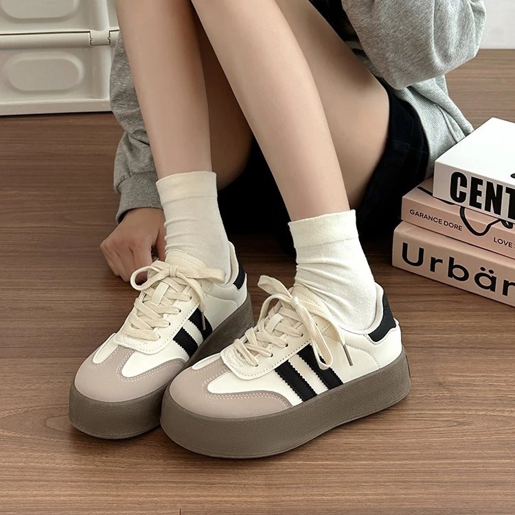 厚底德训鞋小白女款2025新款百搭复古舒适软底休闲运动鞋板鞋潮鞋