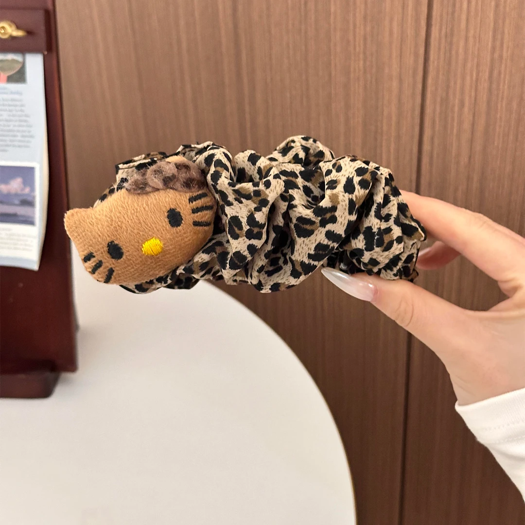 复古豹纹kt猫多层香蕉夹女后脑勺抓夹头饰发卡马尾夹盘发竖夹发饰