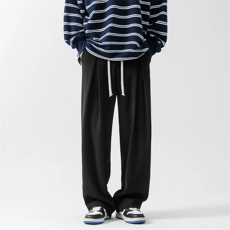 冰丝裤子男士夏季薄款垂感阔腿西裤春秋男生宽松直筒夏天休闲长裤