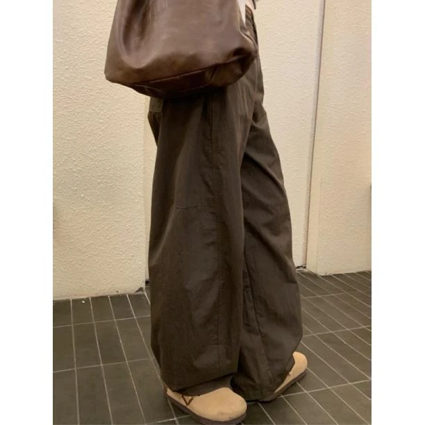 韩版慵懒随意廓形百搭高腰萝卜裤休闲裤薄款复古