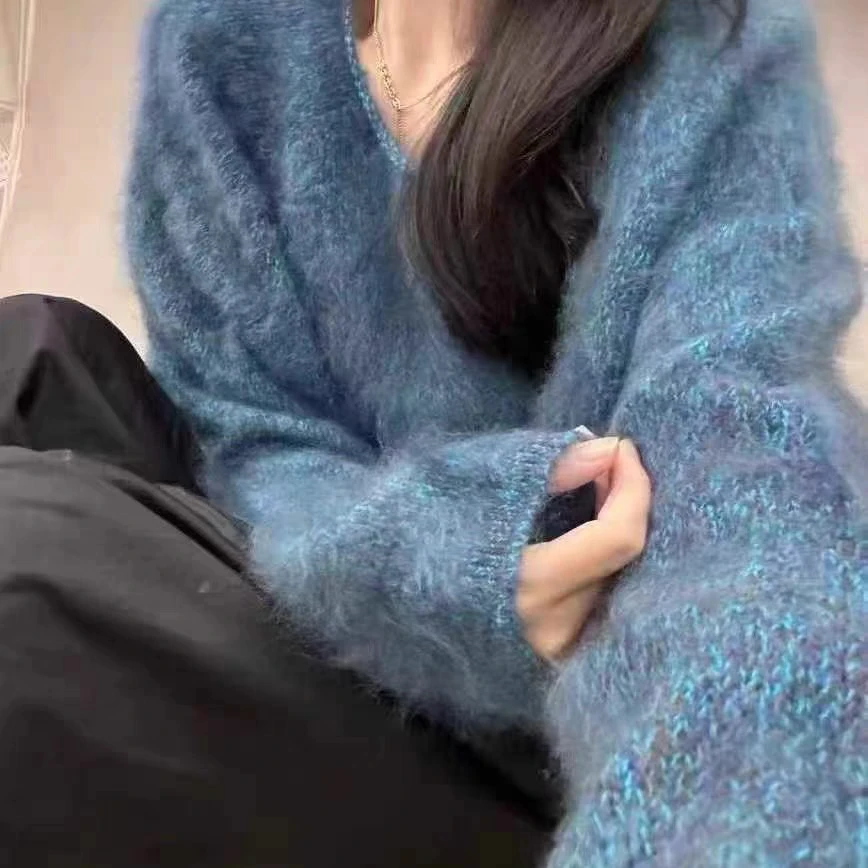 P&C STUDIO 蓝眼泪 100绵羊毛高端线拉羊毛衫